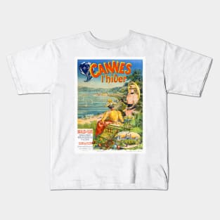 Vintage Travel Poster France Cannes l'hiver Kids T-Shirt